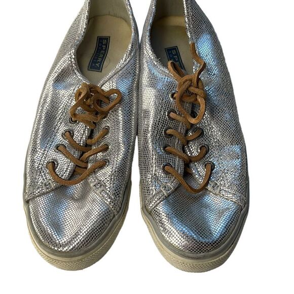 Sperry Shoes - SPERRY Top Sider Silver Metallic Lace Up Shoes Size 7.5